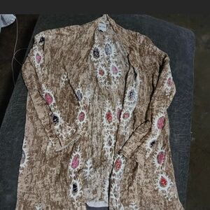 NIC+ZOE Beige Boho Print Cardigan